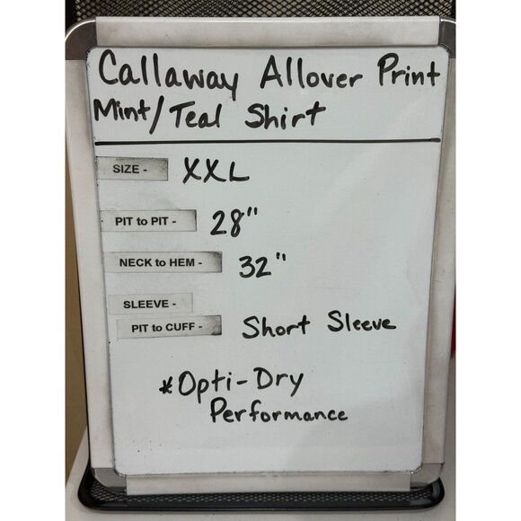 Callaway Mens Swing Tech Opti-Dri Polo Shirt XXL Light Blue Geometric Pattern - Picture 9 of 9